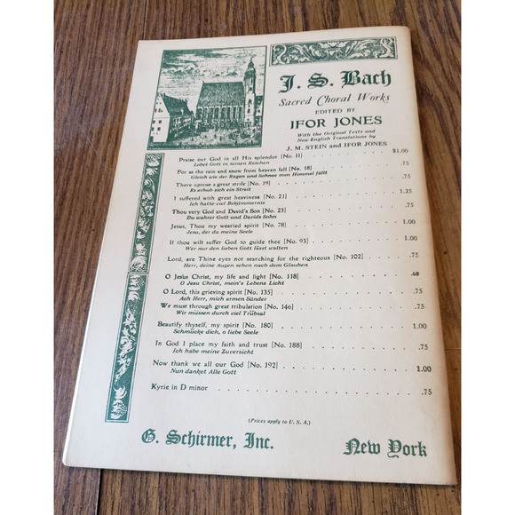 J.S. Bach Choral Works Songbook G Schirmer New York Mass B Minor - Picture 2 of 9